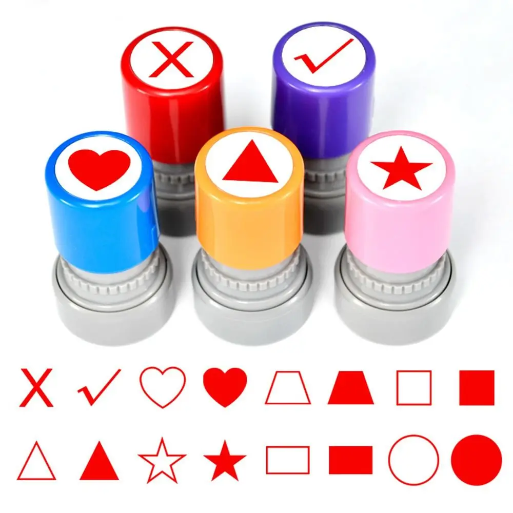 

Мини штамп для печати учителя пять углов Звезда Любовь квадратный прямоугольный треугольный Рисунок красный флаг большой палец
