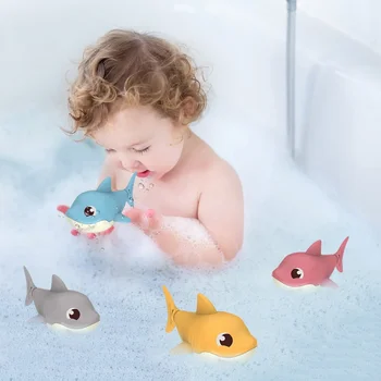 O Mundo Subaquático ao Alcance das Mãos: Brinquedos Educativos de Pelúcia "Criaturas Marinhas" 9 Toddler Bath Toys Cute Cartoon Swimming Shark Clockwork Wagging Tail Rotating Device Beach Baby Bath Tub Wind Up Toy