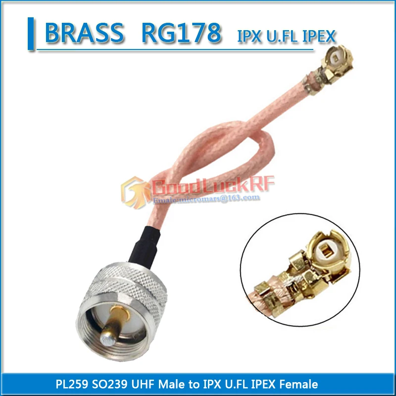 

IPX U.FL IPEX Female to PL259 SO239 PL-259 SO-239 UHF Male Pigtail Jumper RG178 extend Cable RF Connector Coaxial