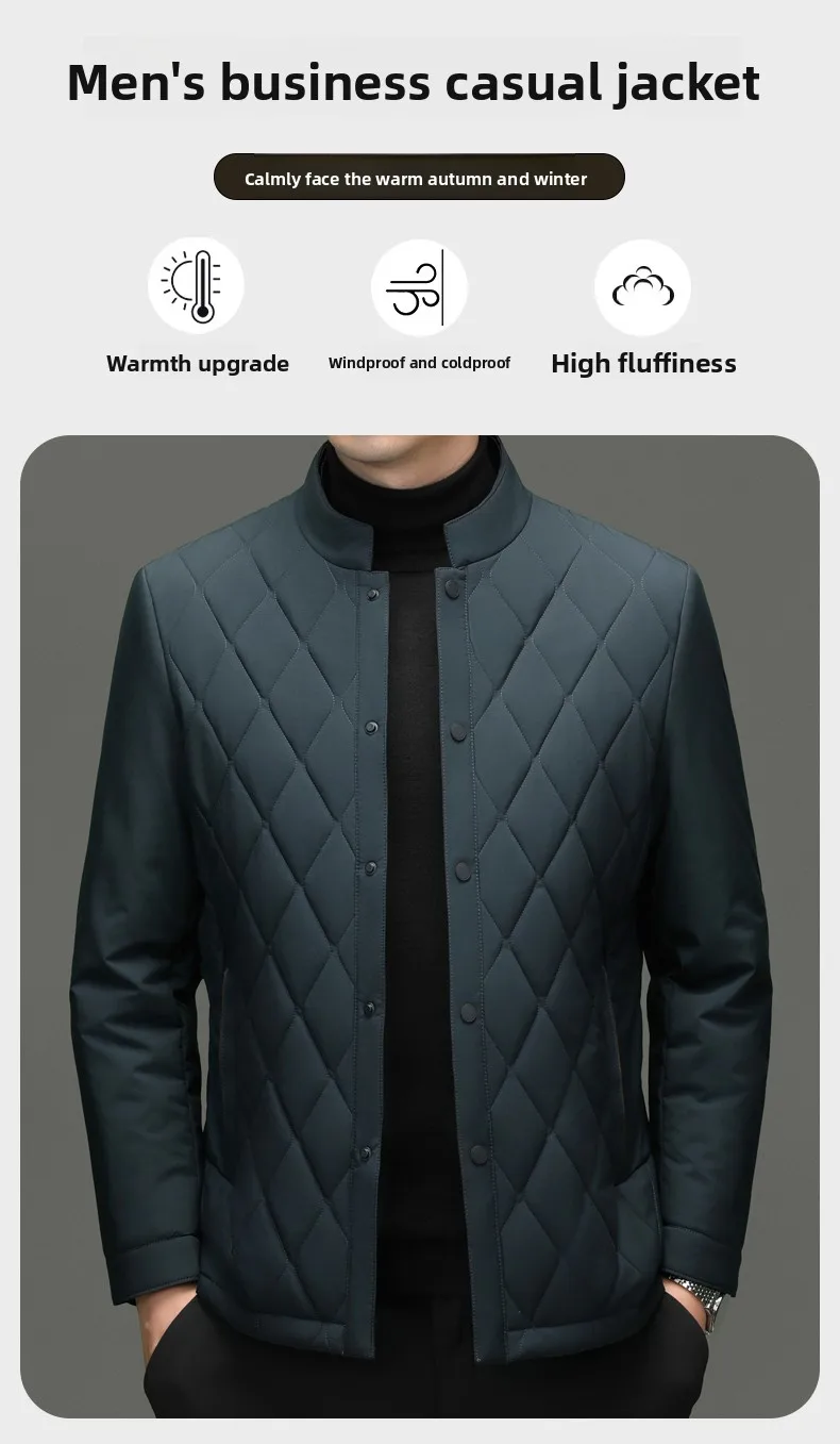 سترة رجالية فاخرة من حرير التوت بياقة عالية، تصميم جديد أنيق لفصلي الخريف والشتاء، معطف عملي غير رسمي مقاوم للرياح سترة رجالية فاخرة من حرير التوت بياقة عالية، تصميم جديد أنيق لفصلي الخريف والشتاء، معطف عملي غير رسمي مقاوم للرياح