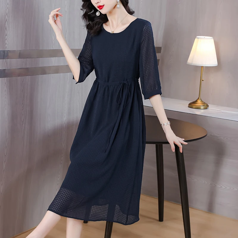 2023 New Fashion Style Dress Women's Summer Vintage 3/4 Sleeve Knee Length Dress Solid Elegant Loose Fit Casual Party Vestidos
2023 New Fashion Style Dress Women's Summer Vintage 3/4 Sleeve Knee Length Dress Solid Elegant Loose Fit Casual Party Vestidos