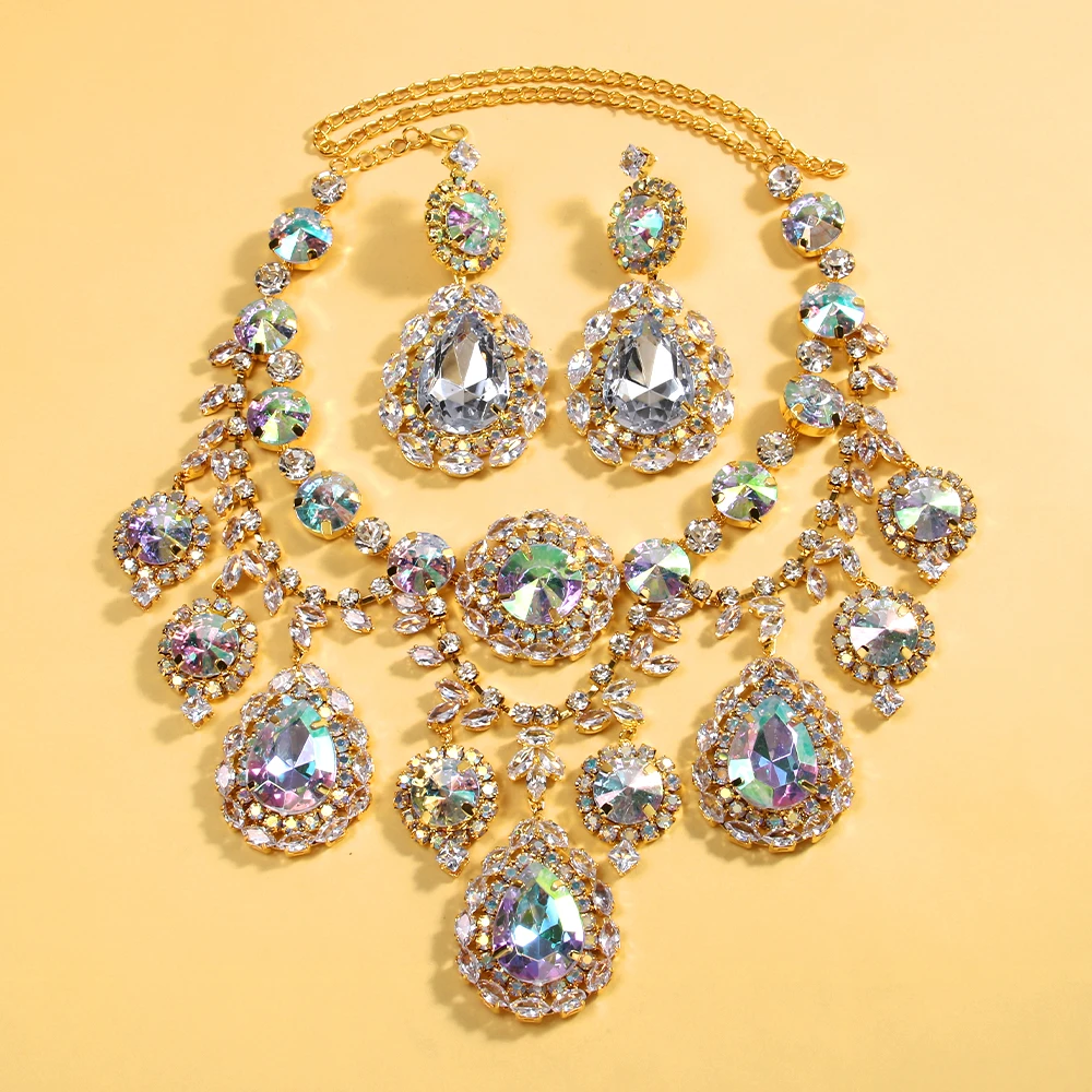 Water Drop Exaggerated Jewelry Sets Queen Accessories Statement Colorful Rhinestone Necklace Set for Women 2 Mallzona Sf6ce2fa2e4fc4daa9f94c6143305be96L Water Drop Exaggerated Jewelry Sets Queen Accessories Statement Colorful Rhinestone Necklace Set for Women Mallzona