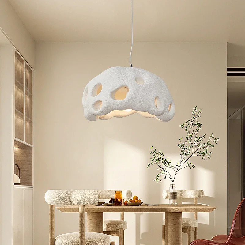 

Nordic Designer Wabi-Sabi Restaurant Pendant Light Cream Living Room LED Decor Lamps Homestay Bar Island Cafe Lighting Fixtures