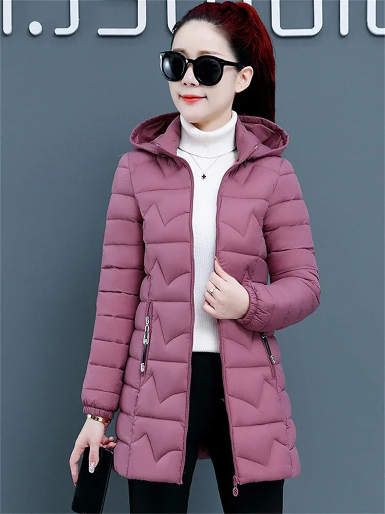 

ZOCI 2023 Autumn Winter New Cotton Coat Women Korean Fashion Long Slim Warmth Jackets Clothing Feminina