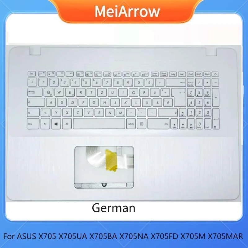 

MEIARROW New/org For 17.3" ASUS X705 X705U X705UD X705M X705MA X705N Palmrest German GE Keyboard Upper cover,White