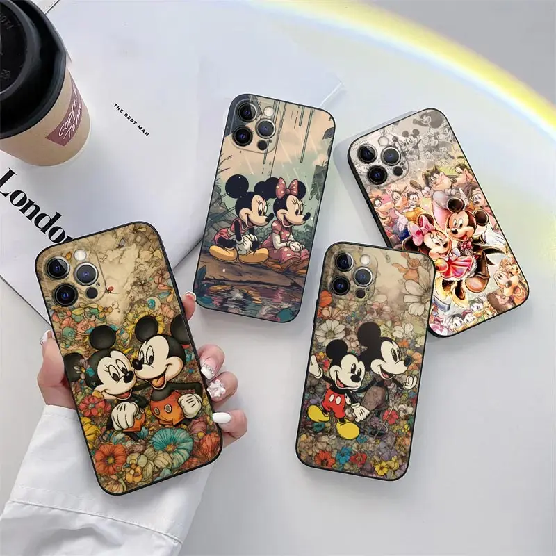 

Disney Mouse Minnie Mickey Phone Case for iPhone 11 15 Pro Max Case Coque 14 Plus 13 Pro 12 11 X XS XR 8 SE 15Pro TPU Soft Cover