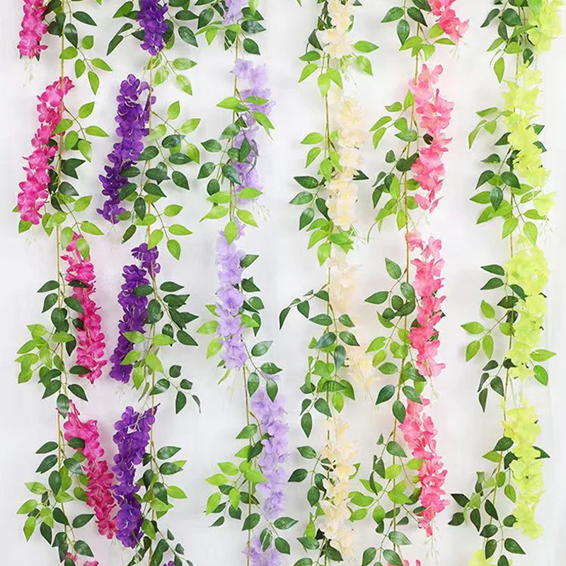 Wisteria Artificial Flowers Silk Vine Hanging Garland For Wedding Arch Decor Fake Plant Leaf Rattan Trailing Wall Decoration
Wisteria Artificial Flowers Silk Vine Hanging Garland For Wedding Arch Decor Fake Plant Leaf Rattan Trailing Wall Decoration