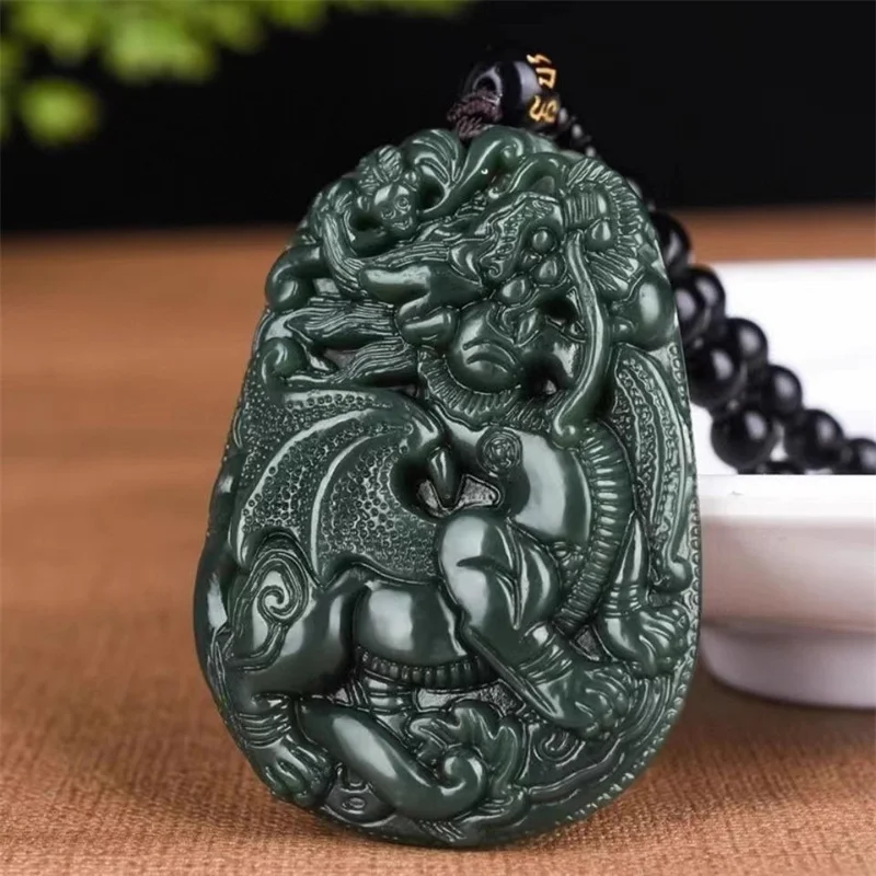 Natural Hetian Cyan Jade Hand Carved Auspicious Cloud Unicorn Necklace Pendant Fashion Men Women Fine Jewelry Gift Amulet 
Natural Hetian Cyan Jade Hand Carved Auspicious Cloud Unicorn Necklace Pendant Fashion Men Women Fine Jewelry Gift Amulet