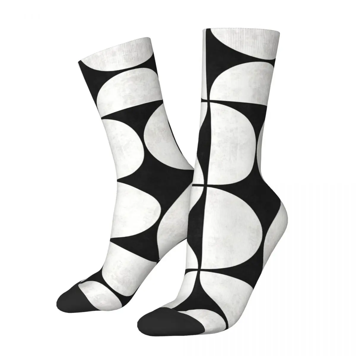 

Middle Century Modern Pattern Black And White Concrete Geometric Patterns Socks Shopping 3D Print Boy Girls Mid-calf Sock
