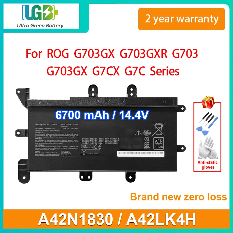 UGB Новый A42LK4H A42N1830 Аккумулятор для ноутбука для ROG G703GX-E5039T EV031T EV025R G703GXR-EV EV029R G7CX G703
UGB Новый A42LK4H A42N1830 Аккумулятор для ноутбука для ROG G703GX-E5039T EV031T EV025R G703GXR-EV EV029R G7CX G703