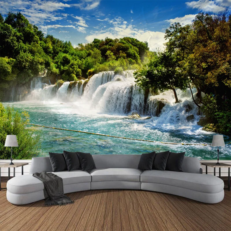 

Forest Waterfall River Scenery Wall Hanging Tapestries Tapestry Art Hanging At Home Sitting Room Big Size