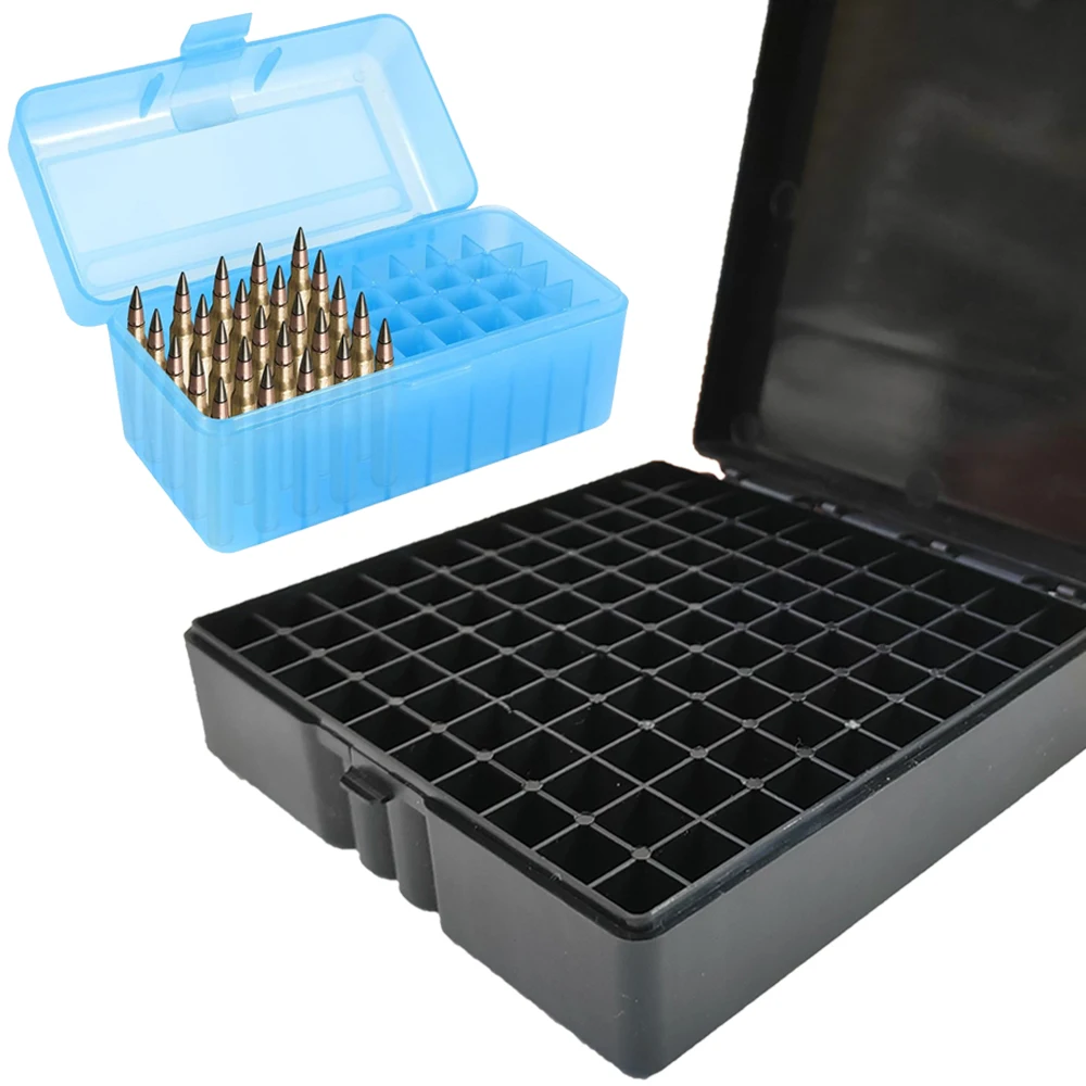 

50/100 Rounds Tactical Ammo Box Bullet Shell Holder Box Rifle Cartridge Storage Case Ammo Can for 9mm .223 5.56x39 .38super
