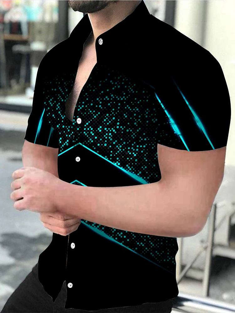 

Luxury Man Shirt Male Summer Hawaiian Print Social Short Sleeve Men's Casual Single Button Slim Blouses Mens Designer Clothes