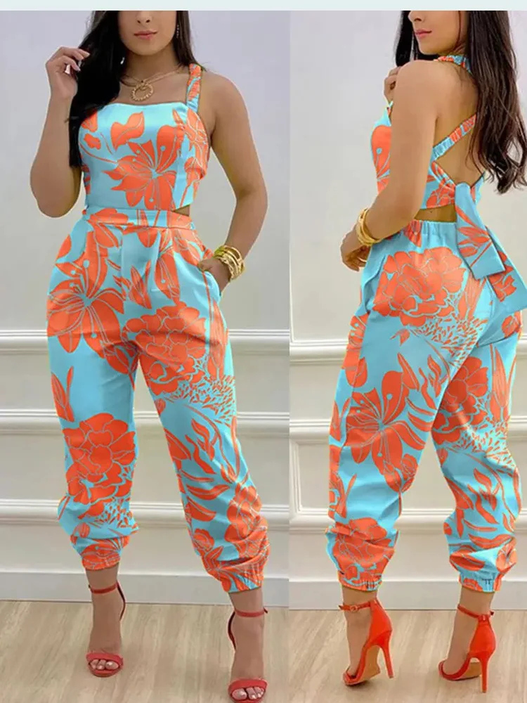 Summer Sleeveless Long Jumpsuit Woman Fashion Casual Print Square Neck Sleeveless Hollowed-out Backless Jumpsuits Women Holiday
Summer Sleeveless Long Jumpsuit Woman Fashion Casual Print Square Neck Sleeveless Hollowed-out Backless Jumpsuits Women Holiday