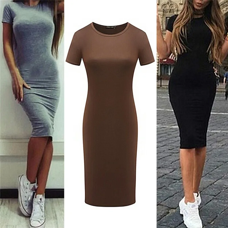 Summer Dresses Women Knee-Length Skinny Office Dress Short Sleeve Bandage Bodycon Beach Dress Robes
Summer Dresses Women Knee-Length Skinny Office Dress Short Sleeve Bandage Bodycon Beach Dress Robes