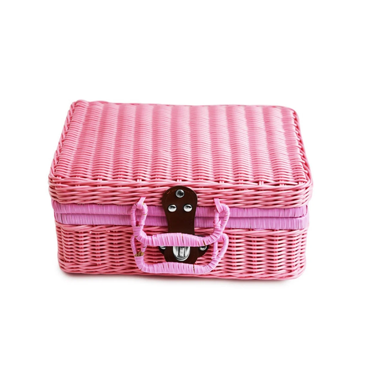 Retro Imitation Rattan Picnic Basket Woven Suitcase Hand Woven Photography Props Storage Pink
Retro Imitation Rattan Picnic Basket Woven Suitcase Hand Woven Photography Props Storage Pink