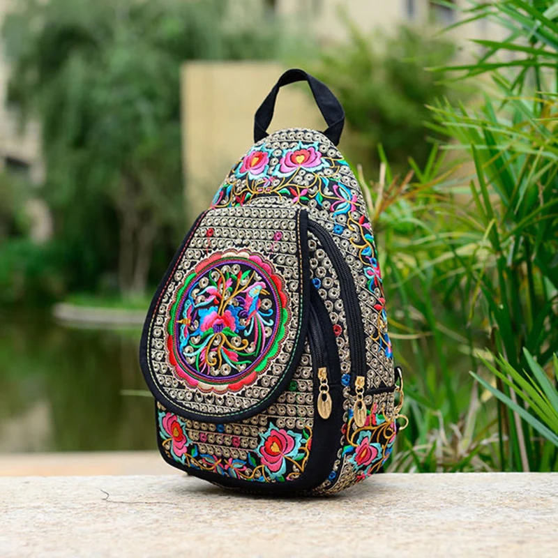 Handmade Embroidered Design Canvas Backpack Women Small Ethnic Rucksack Knapsack Female Travel Multifunction Shoulder Chest Bag Handmade Embroidered Design Canvas Backpack Women Small Ethnic Rucksack Knapsack Female Travel Multifunction Shoulder Chest Bag