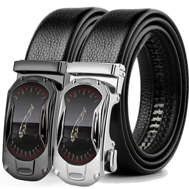 

105 130 140 150 160 170cm Plus Size Leather Belt Metal Alloy Automatic Buckle Brand Luxury Designer Waist Belts for Men Jeans