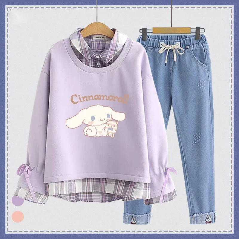 Kawaii Sanrio Cartoon Thin Plaid Collar Coat Cinnamoroll Students Anime Tops Cute Girls Casual Autumn Winter Jacket Pants Sets
Kawaii Sanrio Cartoon Thin Plaid Collar Coat Cinnamoroll Students Anime Tops Cute Girls Casual Autumn Winter Jacket Pants Sets