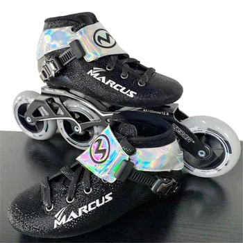 MARCUS 스피드 인라인 롤러 스케이트, PU 바퀴 4 개, 탄소 섬유 부츠, 전문 대회 레이싱 스케이트 신발, 2021 정품
