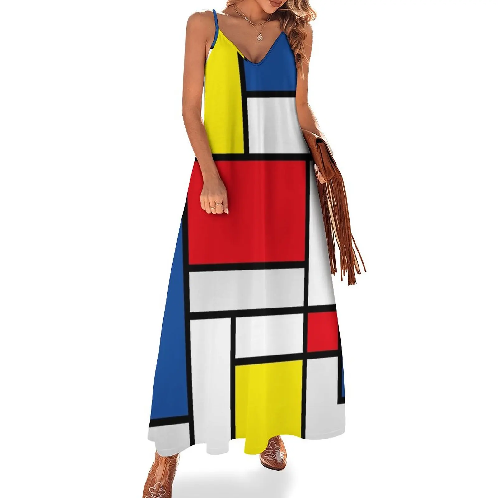 

mondrian minimalist de stijl modern art abstract design new Sleeveless Dress summer women's dress 2024