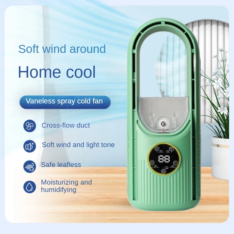 

Portable Electric Air Cooler Leafless Fan 6 Speed Silent Timer Air Conditioner Cooling Fan Humidifier Conditioning Fan