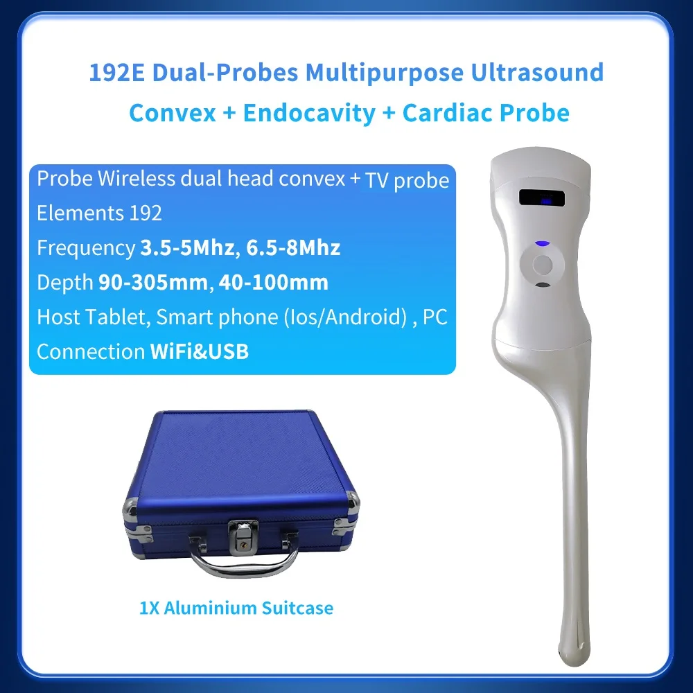 

C10QT Dual-Probes Multipurpose 192 Matriz Ultrasound Convex+Endocavity+Cardiac Probe