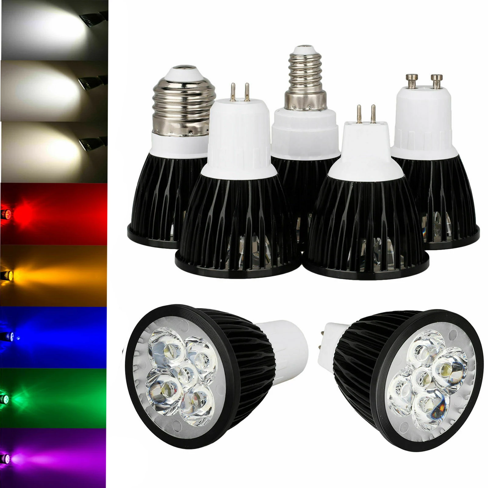 

Dimmable LED Lampada LED Spotlight E26 E27 E14 GU10 MR16 GU5.3 9W 12W 15W Black Lamp Bulb Lighting AC 85-265V 110V 220V DC 12V