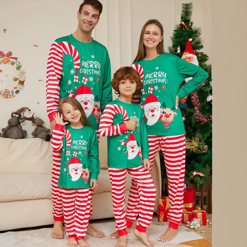 

2023 забавные рождественские Семейные одинаковые наряды полосатые пижамные комплекты для папы мамы и ребенка Рождественская одежда для папы мамы и меня