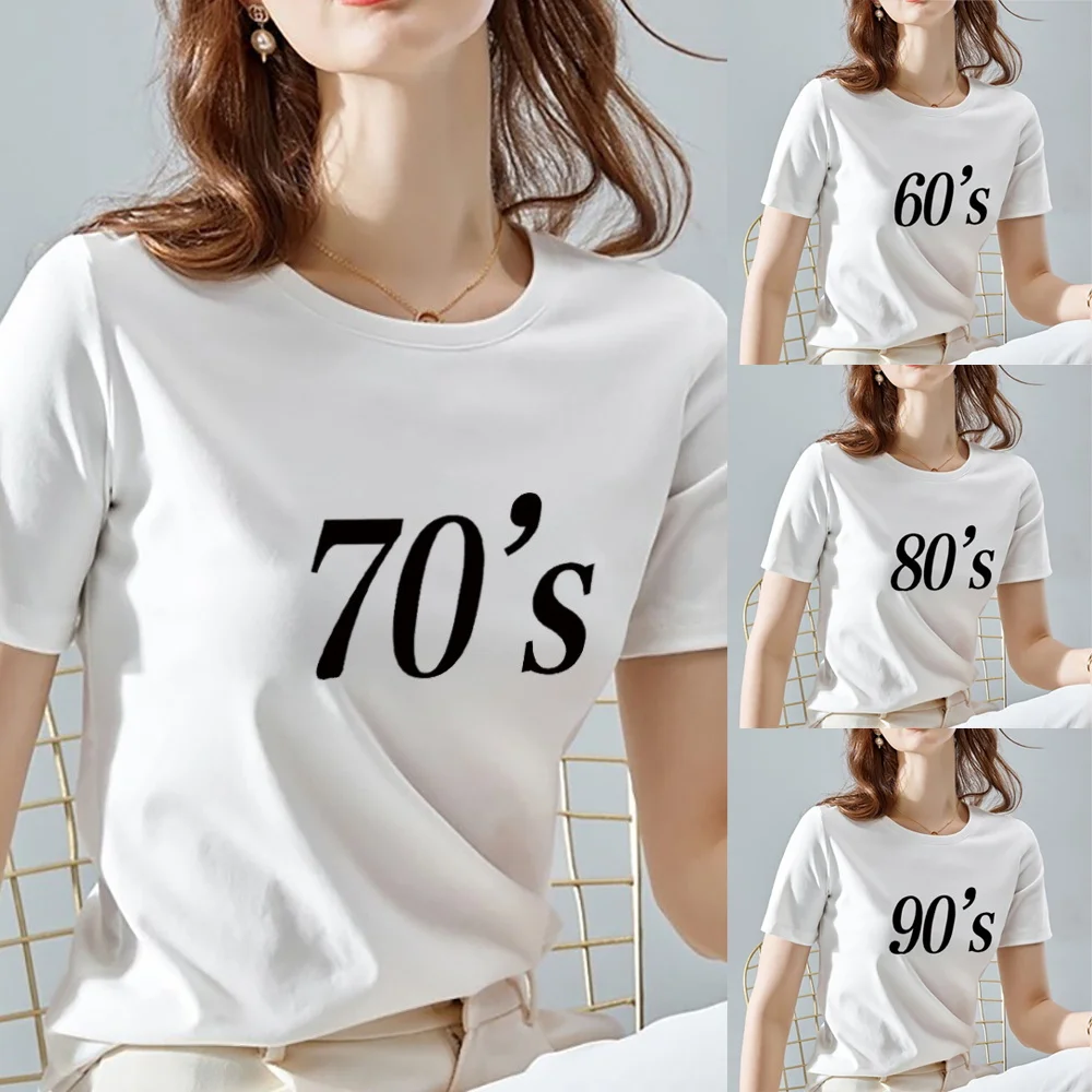 90s~60s Series Pattern T Shirt Women Harajuku Style Top O-neck Tshirt White Streetwear Classic All-match Short Sleeve T-shirt
90s~60s Series Pattern T Shirt Women Harajuku Style Top O-neck Tshirt White Streetwear Classic All-match Short Sleeve T-shirt