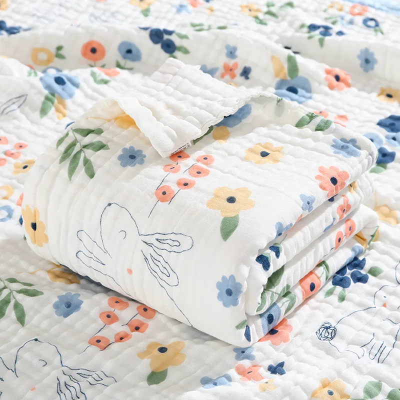 

Одеяло для новорожденных хлопковое 6-слойное Марлевое мягкое дышащее детское Пеленальное Одеяло абсорбирующее детское банное полотенце Коврик для коляски с принтом