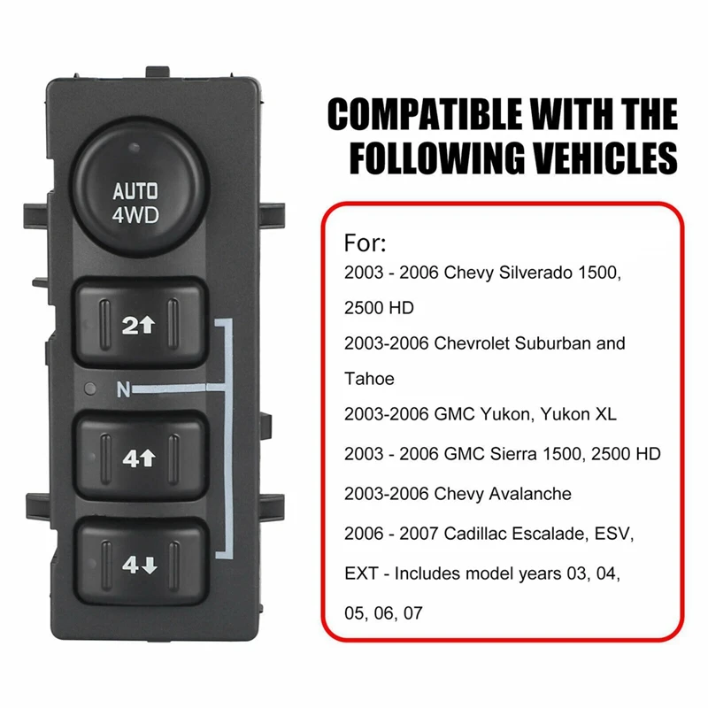 

15136039 19259313 Transfer Case Button Selector Dash Switch For Chevrolet Tahoe Suburban GMC Sierra Silverado Cadillac Parts
