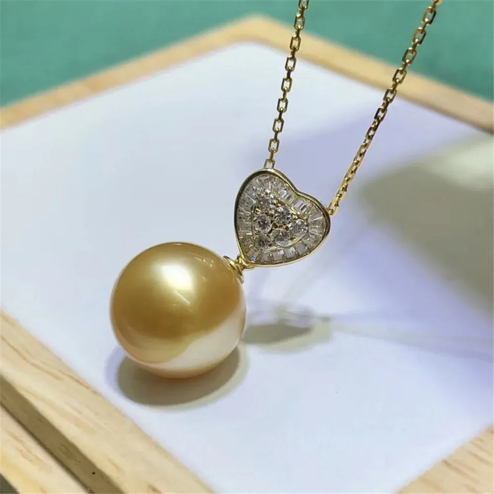 

DIY Pearl Accessories G18K Gold Pendant Empty Tray Love Pearl Necklace Pendant Empty Tray Fit 9-12mm Beads G177