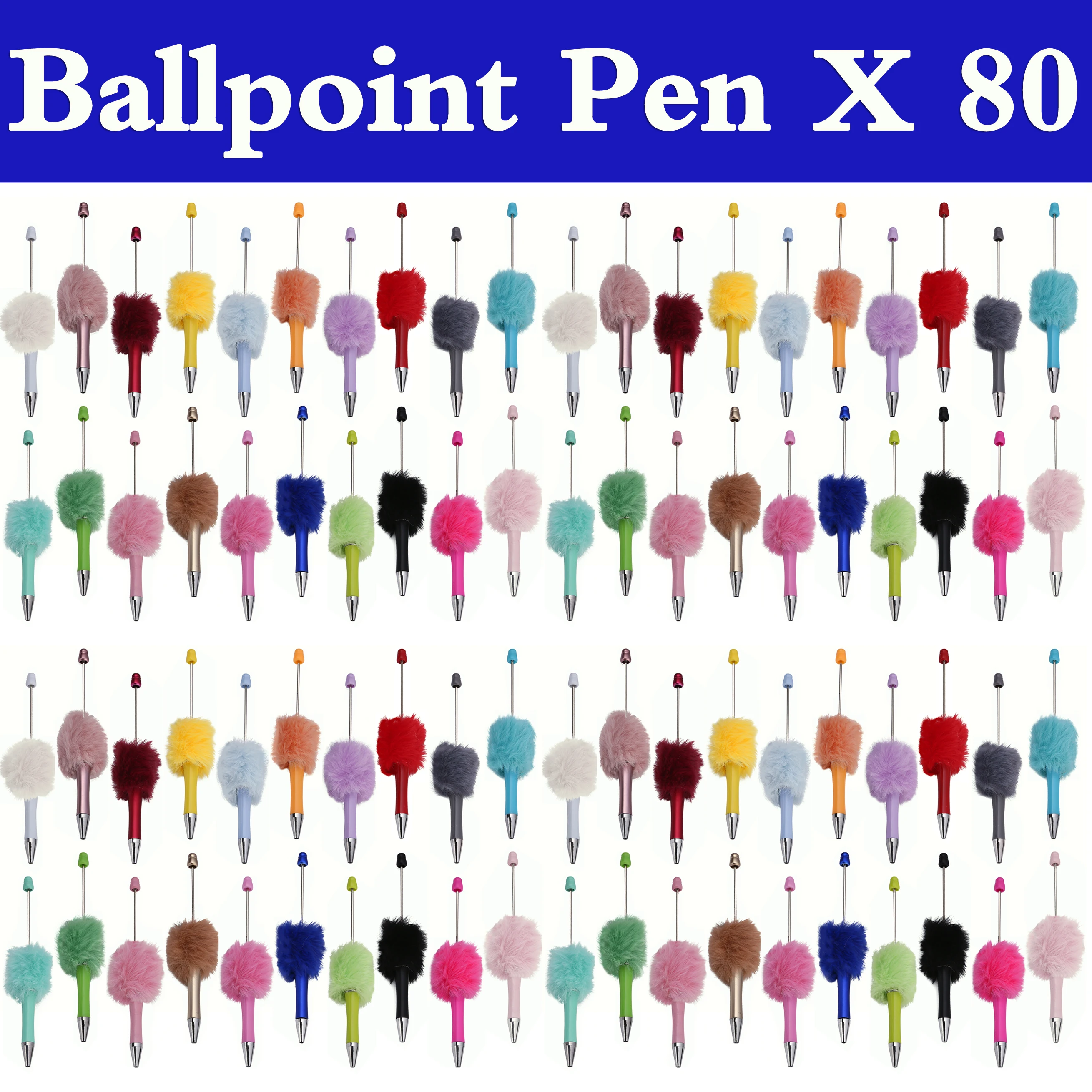 

80Pcs New plush beaded pen beaded DIY ballpoint pen plastic can be strung school office writing supplies stationery wedding gift