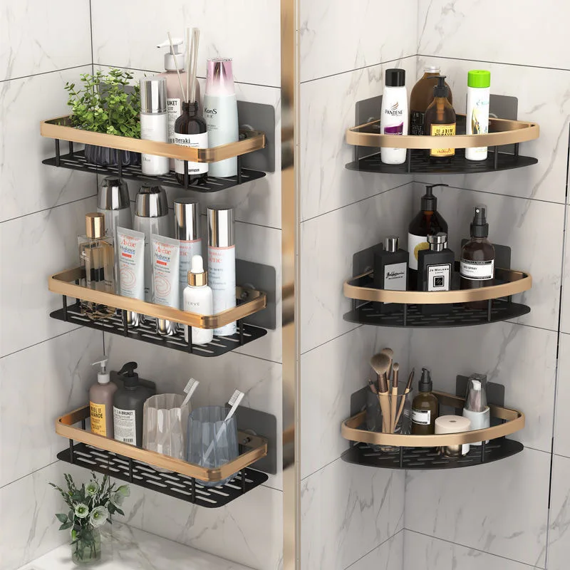 

No-drill Wall Mount Bathroom Shelves Corner Shelf Shower Storage Rack Holder for WC Shampoo Organizer Bathroom Accessories 2023