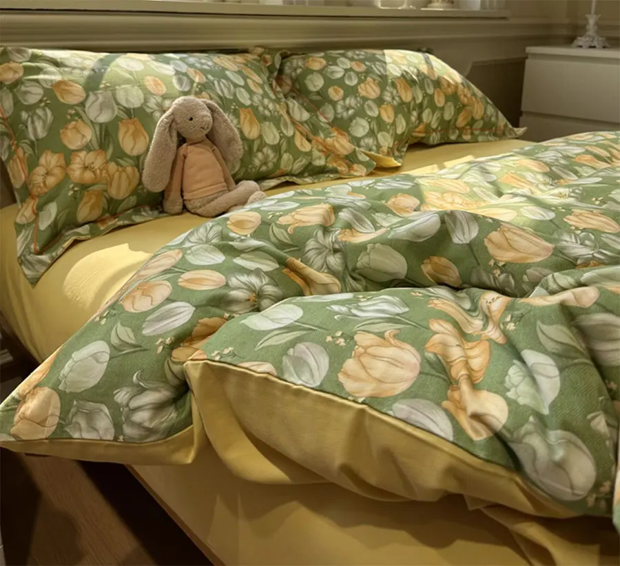 French vintage tulip bedding set,twin full queen king green yellow flower cotton home textile bed sheet pillow case quilt cover
French vintage tulip bedding set,twin full queen king green yellow flower cotton home textile bed sheet pillow case quilt cover
