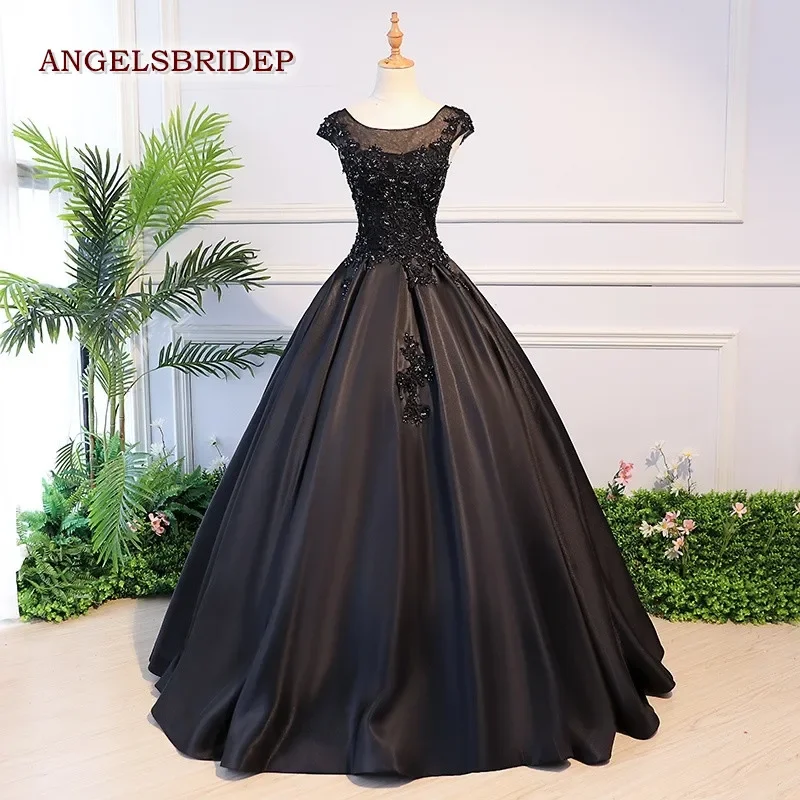 

Романтическое черное бальное платье, платья для Quinceanera, платье с открытыми плечами и аппликацией из бисера, милая пышная принцесса, модель 15 лет