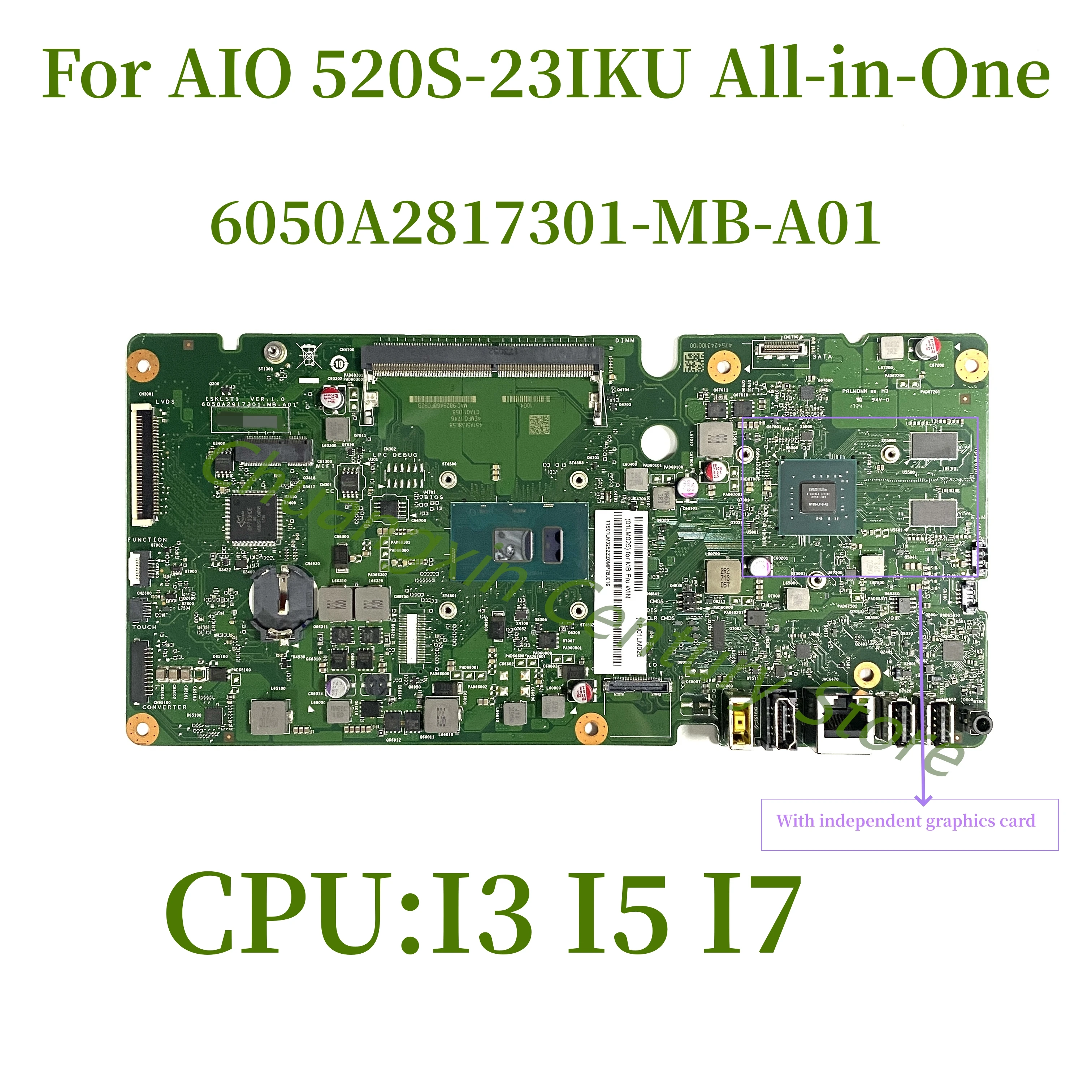 

6050A2817301-MB-A01 suitable for AIO 520S-23IKU laptop motherboard with I3 I5 I7-7TH CPU and graphics card tested and shipped