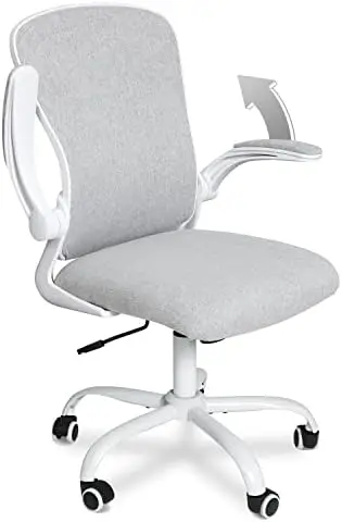 

Home Office Chair Fabric Desk Chair with Adjustable Lumbar Support and Height, Mid Back Swivel Executive Chair with Flip up Armr