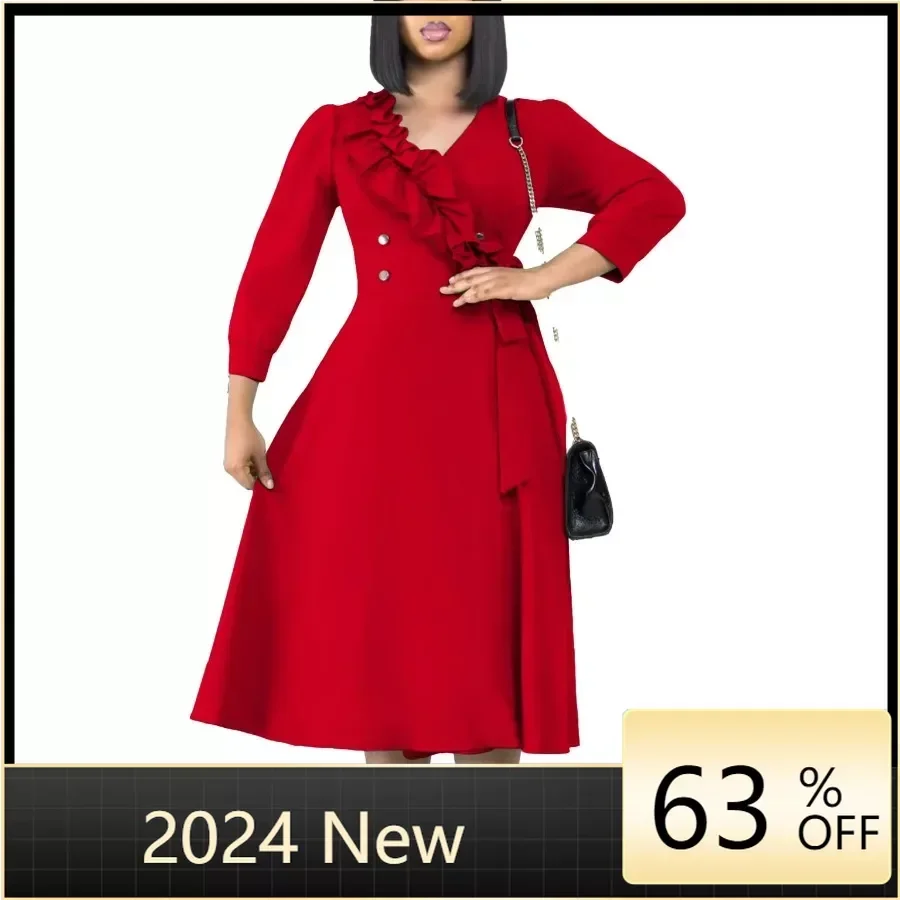 African Dresses for Women 2024 Elegant Spring V-neck Long Sleeve Polyester High Waist Dress Dashiki Africa Clothing Outfits 3XL
African Dresses for Women 2024 Elegant Spring V-neck Long Sleeve Polyester High Waist Dress Dashiki Africa Clothing Outfits 3XL