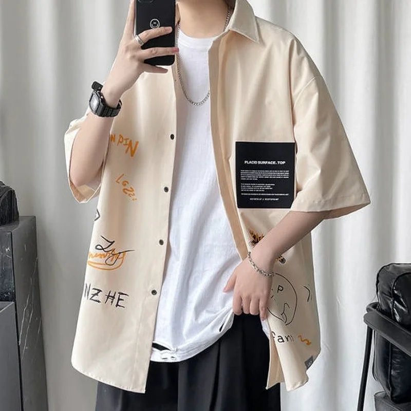 Hip Hop Khaki Print Loose Harajuku Shirt Men Jackets Short Sleeve Button Up Shirt Women Casual Shirts Summer Japanese Fashion
Hip Hop Khaki Print Loose Harajuku Shirt Men Jackets Short Sleeve Button Up Shirt Women Casual Shirts Summer Japanese Fashion