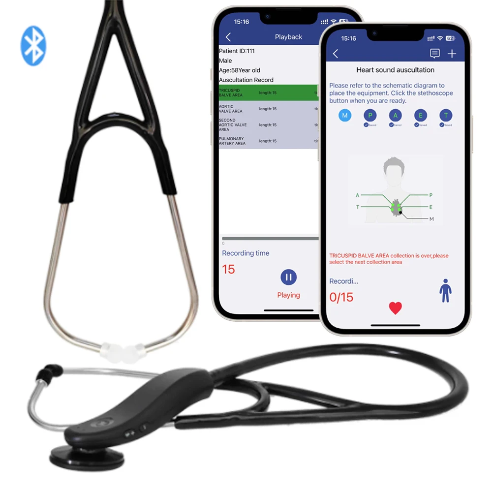 Цифровой стетоскоп Bluetooth, медицинский беспроводной стетоскоп, двухрежимный стетоскоп APP, запись истории, хранилище, многопользовательский
Цифровой стетоскоп Bluetooth, медицинский беспроводной стетоскоп, двухрежимный стетоскоп APP, запись истории, хранилище, многопользовательский