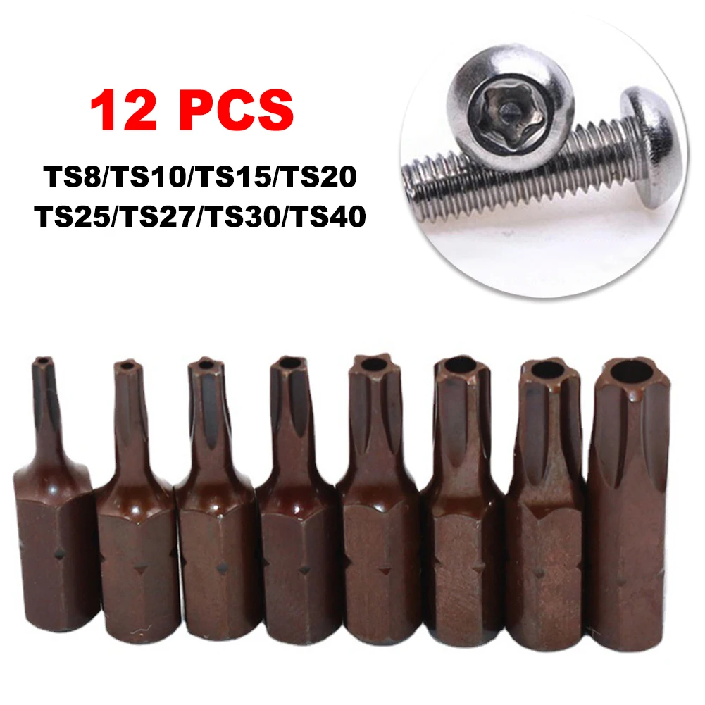 12pcs 1/4in Hex Shank Magnetic Screwdriver Bit Five-point Torx Screwdriver Bits With Hole 25mm TS8-TS40 Hand Tools
12pcs 1/4in Hex Shank Magnetic Screwdriver Bit Five-point Torx Screwdriver Bits With Hole 25mm TS8-TS40 Hand Tools