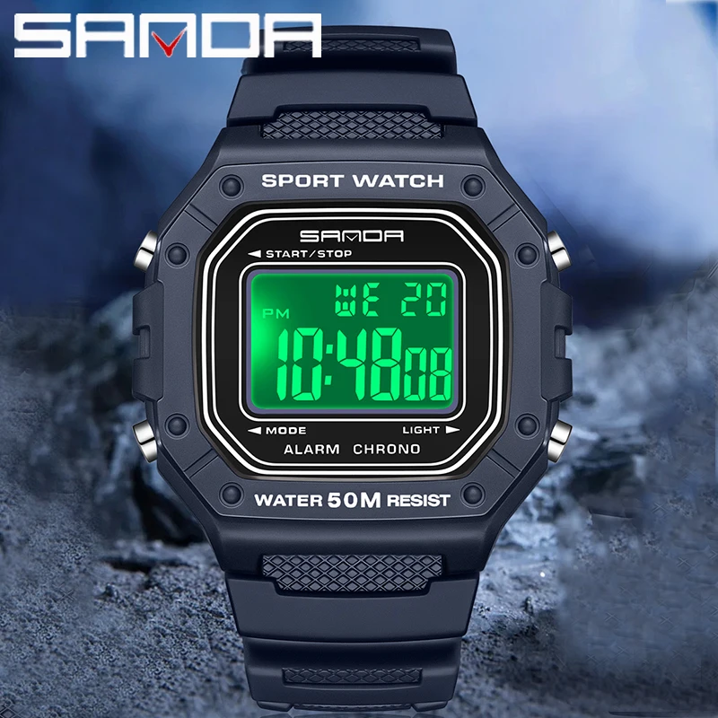 

SANDA Men LED Digital Outdoor Sports Electronic Watches Swimming Waterproof For Male Wrist watch Alarm Clock Relogio Masculino