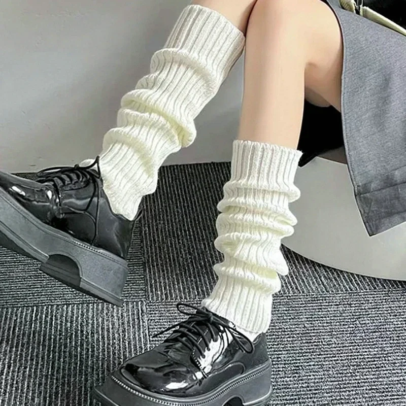 

New Lolita Long Socks Women Leg Warmers Knitted Warm Foot Cover White Arm Warmers Ladies Autumn Winter Crochet Socks Boot Cuffs