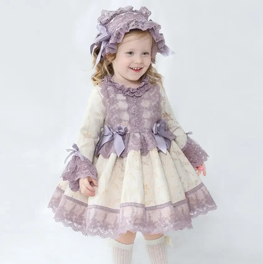 

Baby Girls Princess Dress Spanish Style Lace Lolita Party Evening Dresses With Headband Vestidos For 18M-14Y Kids Clothing y30