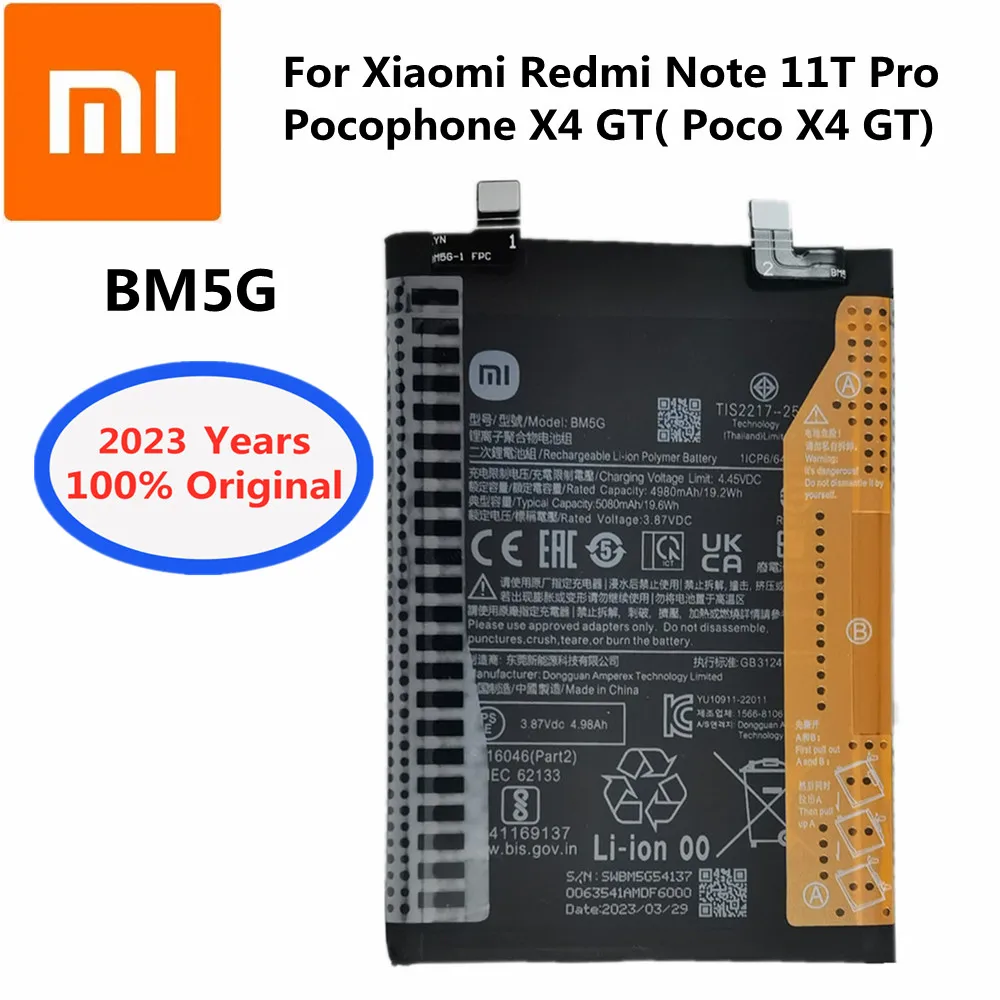 2023 Years New Xiao Mi BM5G Battery For Xiaomi Redmi Note 11T Pro / Pocophone X4 GT / Poco X4 GT 5080mAh Mobile Phone Batteria
2023 Years New Xiao Mi BM5G Battery For Xiaomi Redmi Note 11T Pro / Pocophone X4 GT / Poco X4 GT 5080mAh Mobile Phone Batteria