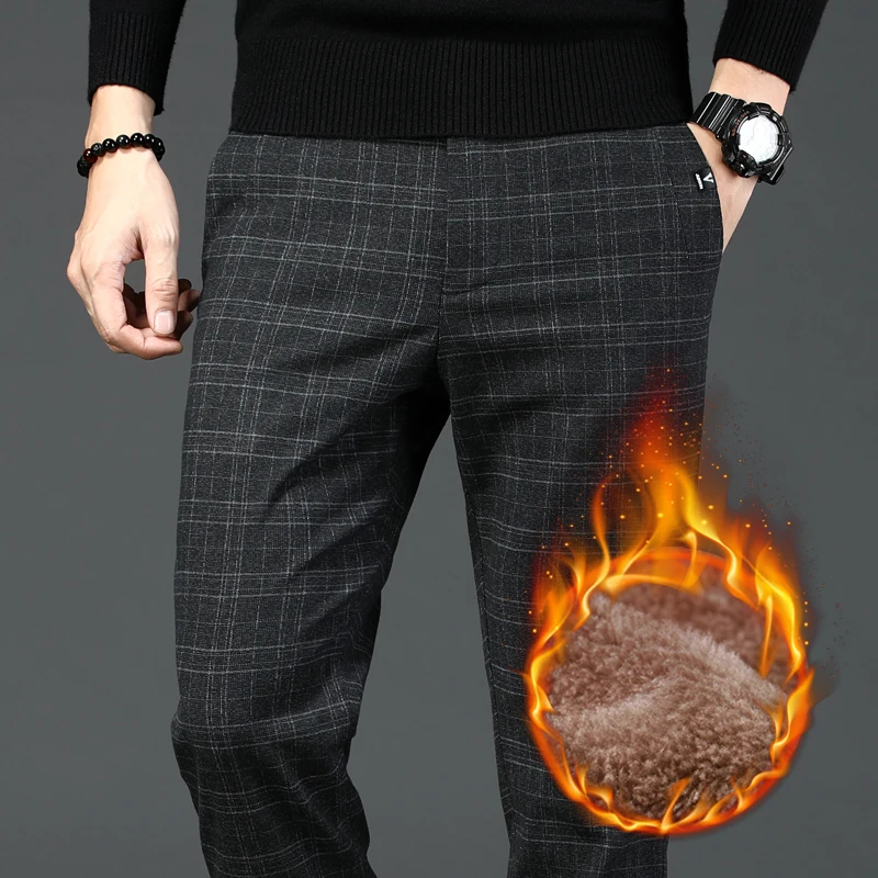 Winter Men's Fleece Suit Pants Fashion Plaid Straight Stretch Formal Pant Classic Male Clothing Casual Business Trousers
Winter Men's Fleece Suit Pants Fashion Plaid Straight Stretch Formal Pant Classic Male Clothing Casual Business Trousers