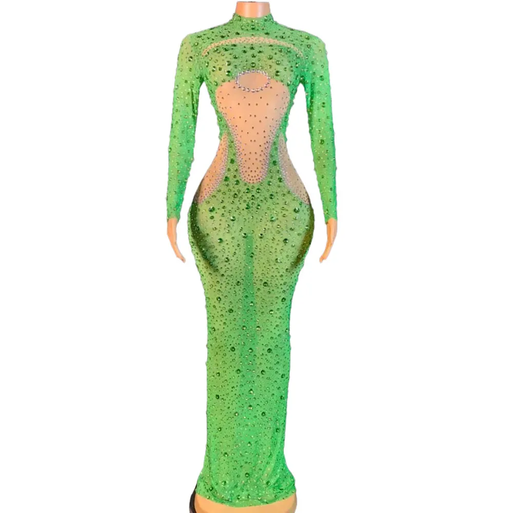 Women's Dress, Nightclub Party Attire, Green Water Diamond Elastic Mesh Wrap Buttocks Long Dress, European and American Style
Women's Dress, Nightclub Party Attire, Green Water Diamond Elastic Mesh Wrap Buttocks Long Dress, European and American Style