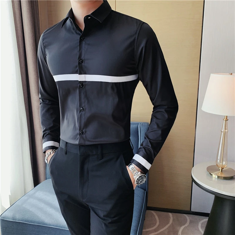 Elegant Fashion Shirt Men's Long Sleeve Korean Slim Fit Handsome Personality Striped Ribbon Male Social Clothes
Elegant Fashion Shirt Men's Long Sleeve Korean Slim Fit Handsome Personality Striped Ribbon Male Social Clothes